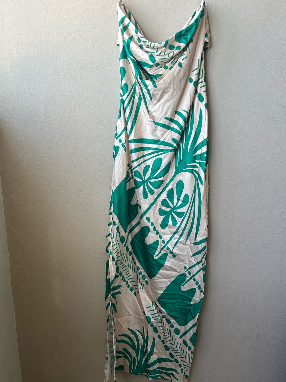 Green and White Tropical Maxi Dress